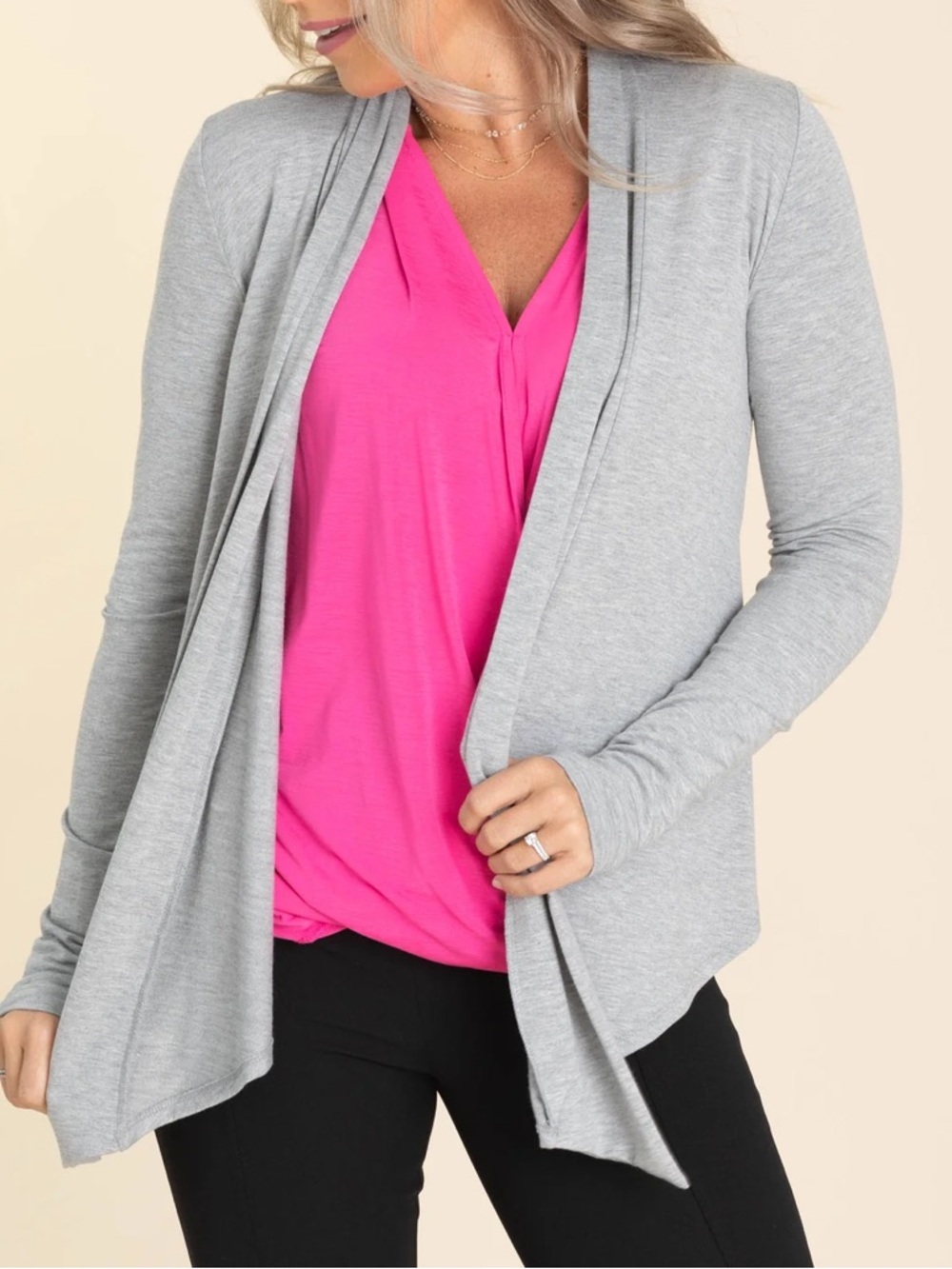 Dear Scarlett Charming Tank Hot Pink • Draped Front • Wrinkle-Free • Size M NWOT - Picture 2 of 4